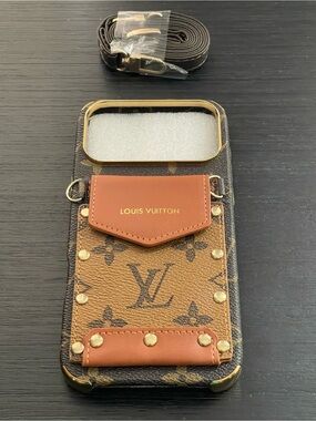 iPhone 17 pro max crossbody Case with Gold Accents and strap